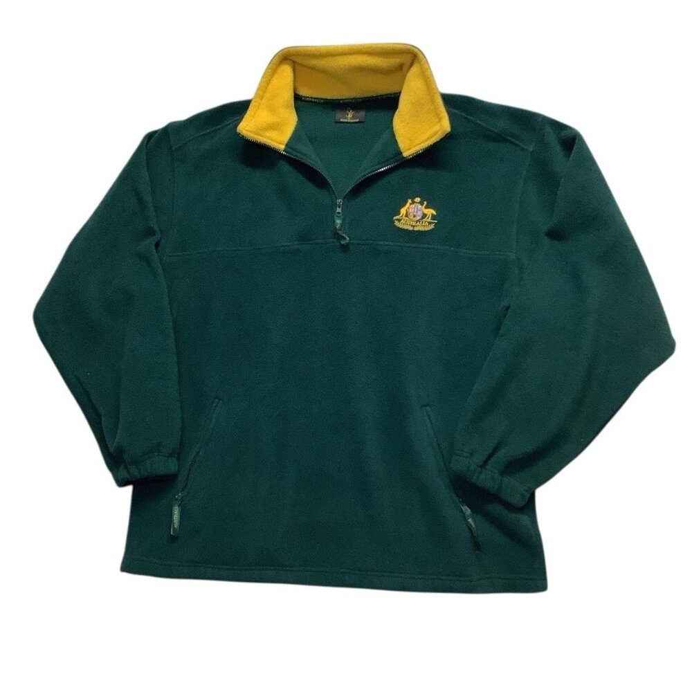 Australia Green Pullover Long Sleeve Fleece Sweater Jacket Front Pockets Size XL